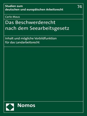 cover image of Das Beschwerderecht nach dem Seearbeitsgesetz